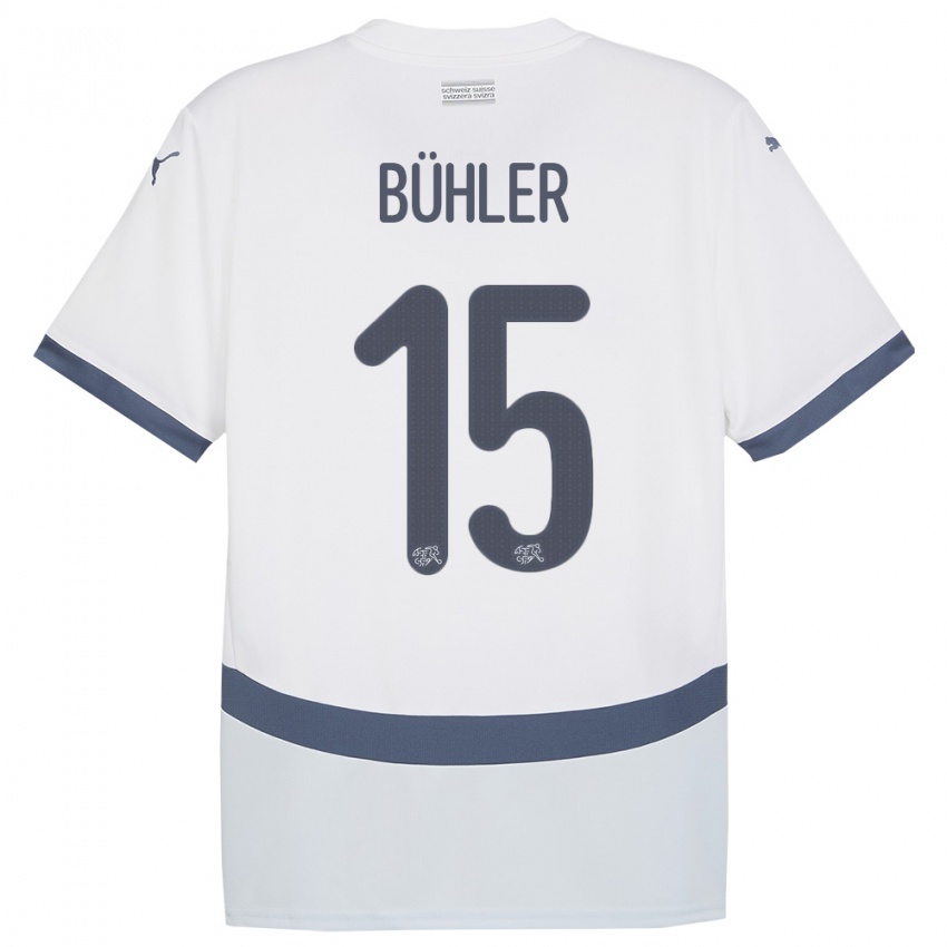 Mujer Camiseta Suiza Luana Buhler #15 Blanco 2ª Equipación 24-26 La Camisa México