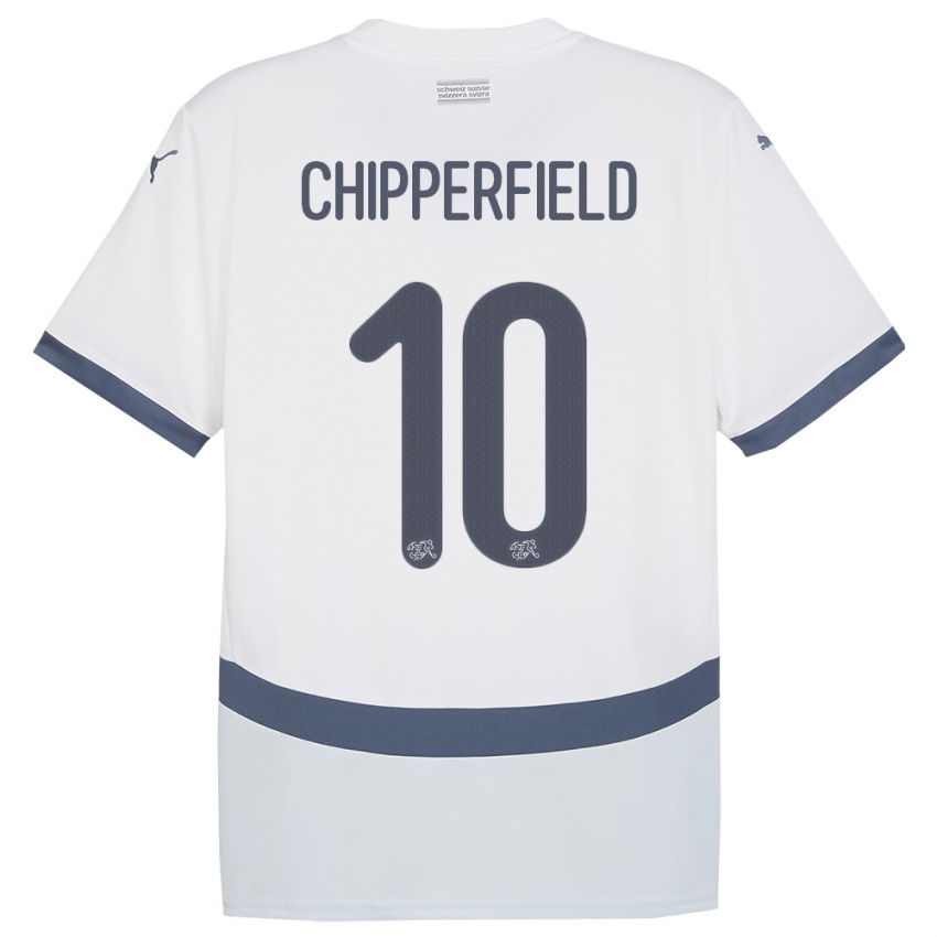 Mujer Camiseta Suiza Liam Chipperfield #10 Blanco 2ª Equipación 24-26 La Camisa México