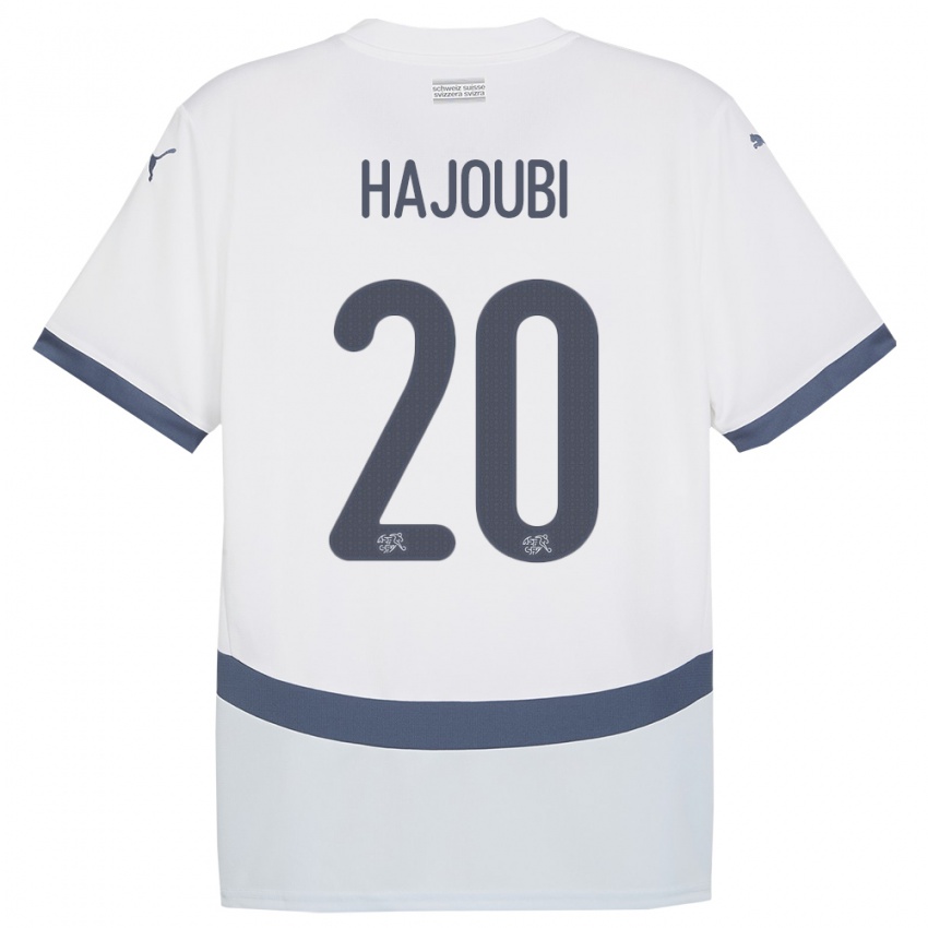 Mujer Camiseta Suiza Amin Hajoubi #20 Blanco 2ª Equipación 24-26 La Camisa México
