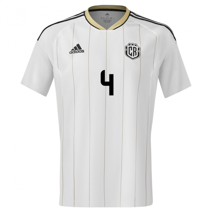 Mujer Camiseta Costa Rica Brandon Calderon #4 Blanco 2ª Equipación 24-26 La Camisa México