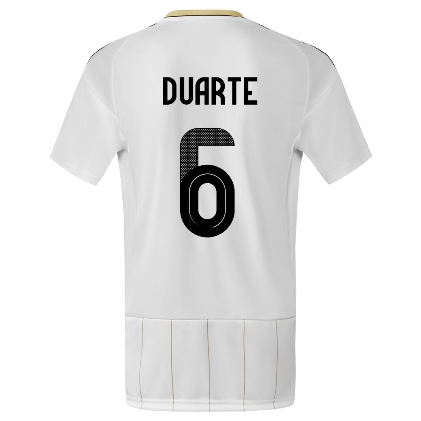 Mujer Camiseta Costa Rica Oscar Duarte #6 Blanco 2ª Equipación 24-26 La Camisa México