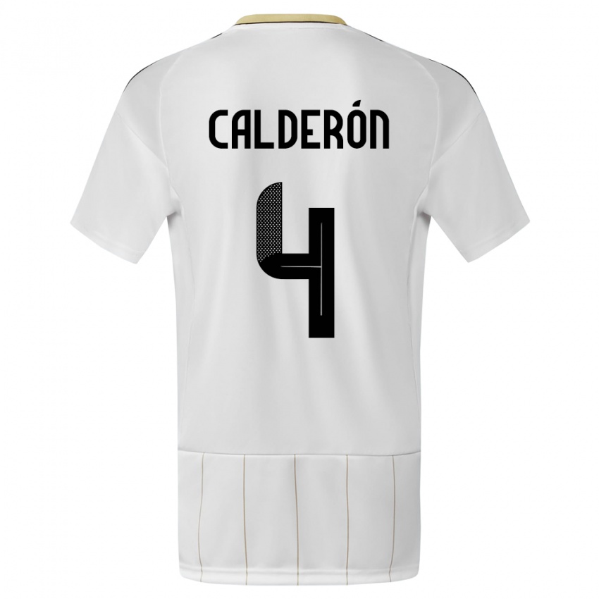 Mujer Camiseta Costa Rica Brandon Calderon #4 Blanco 2ª Equipación 24-26 La Camisa México