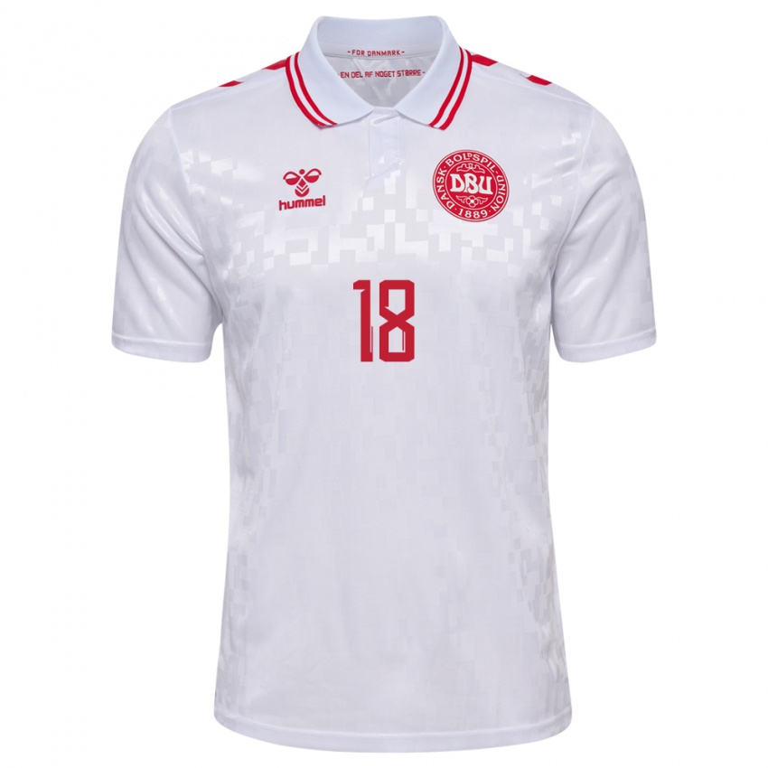Mujer Camiseta Dinamarca Mads Enggard #18 Blanco 2ª Equipación 24-26 La Camisa México