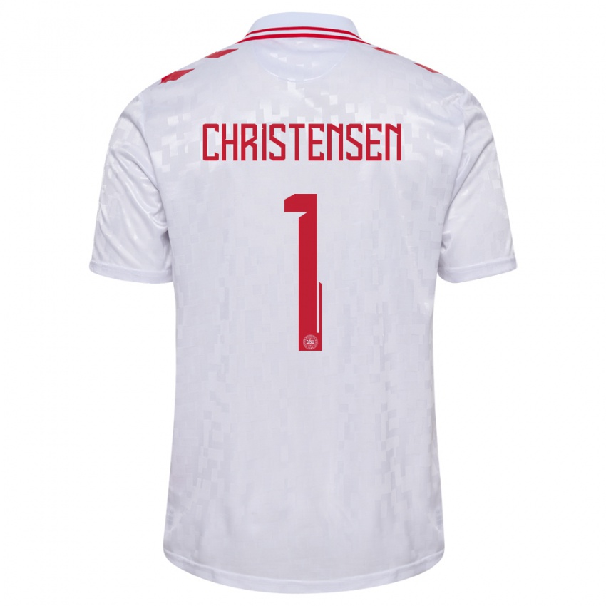 Mujer Camiseta Dinamarca Lene Christensen #1 Blanco 2ª Equipación 24-26 La Camisa México
