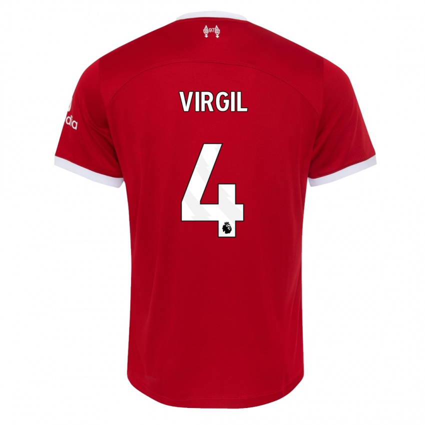 Niño Camiseta Virgil Van Dijk #4 Rojo 1ª Equipación 2023/24 La Camisa México