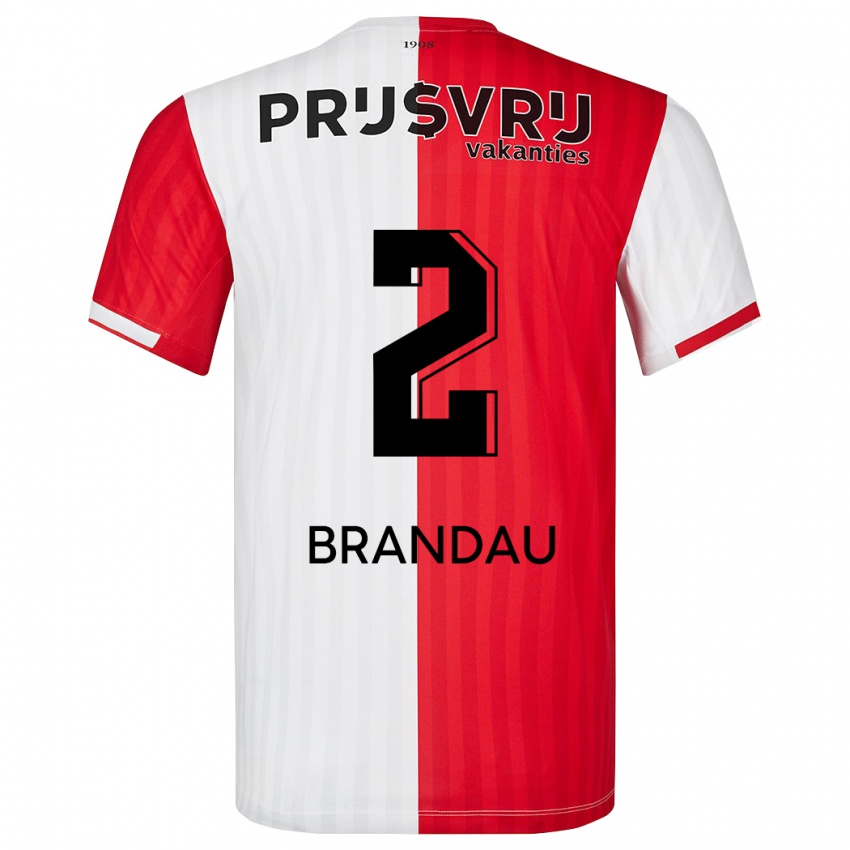 Niño Camiseta Justine Brandau #2 Rojo Blanco 1ª Equipación 2023/24 La Camisa México