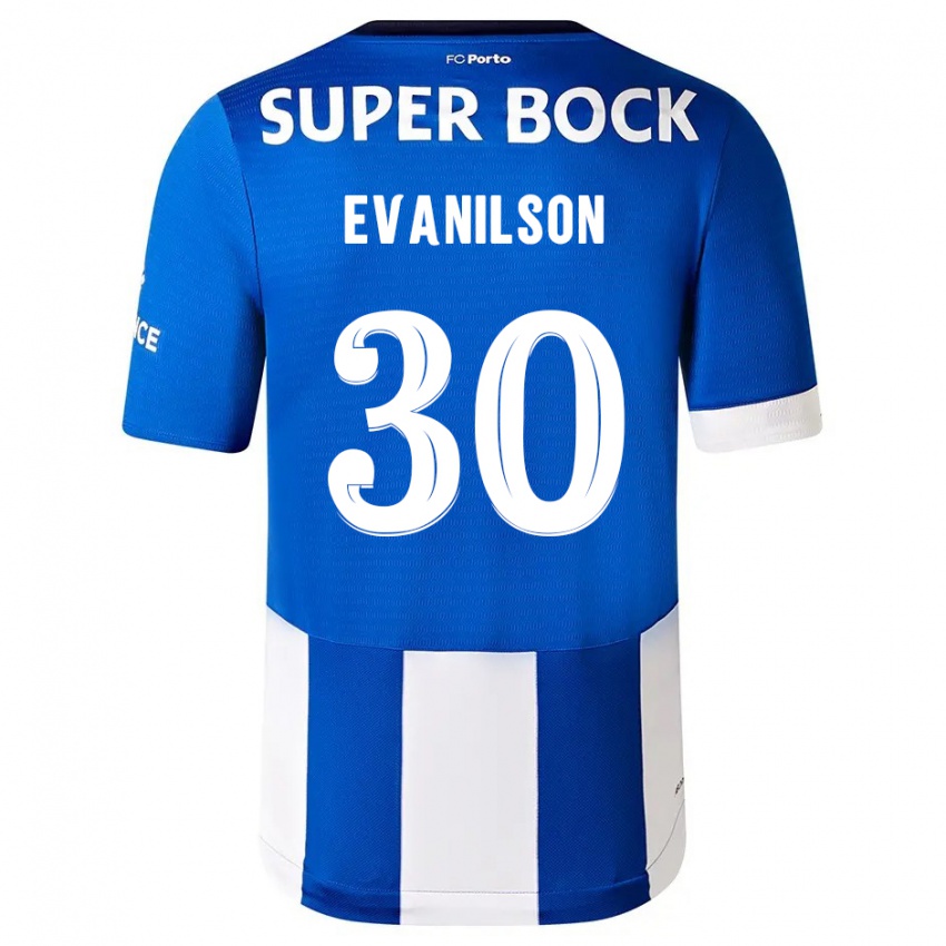 Niño Camiseta Evanilson #30 Azul Blanco 1ª Equipación 2023/24 La Camisa México