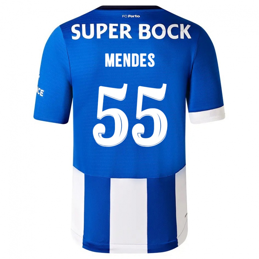 Niño Camiseta Joao Mendes #55 Azul Blanco 1ª Equipación 2023/24 La Camisa México