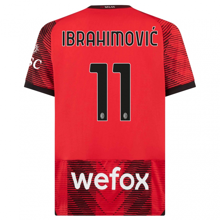 Niño Camiseta Zlatan Ibrahimovic #11 Negro Rojo 1ª Equipación 2023/24 La Camisa México