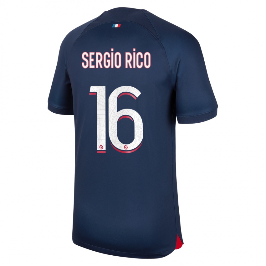 Niño Camiseta Sergio Rico #16 Azul Rojo 1ª Equipación 2023/24 La Camisa México