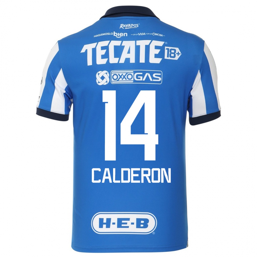 Niño Camiseta Alejandra Calderon #14 Azul Blanco 1ª Equipación 2023/24 La Camisa México