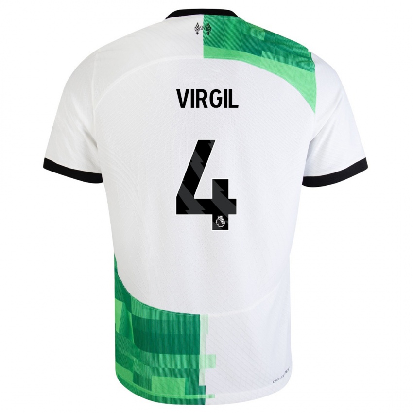 Niño Camiseta Virgil Van Dijk #4 Blanco Verde 2ª Equipación 2023/24 La Camisa México