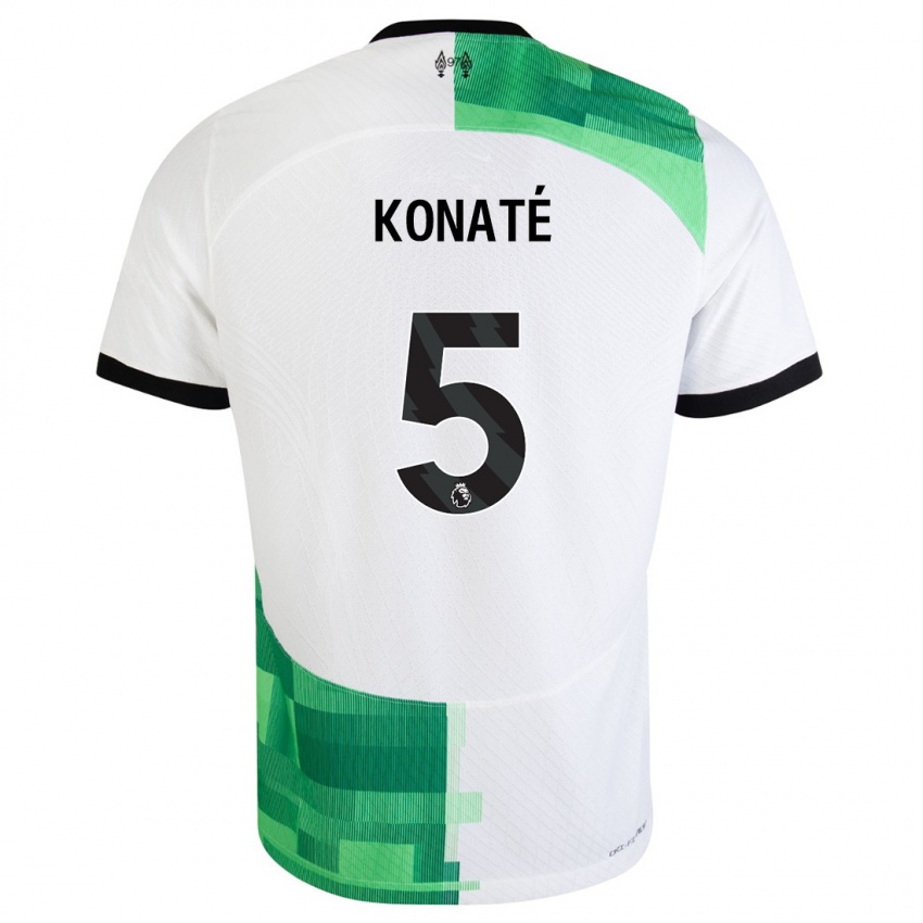 Niño Camiseta Ibrahima Konate #5 Blanco Verde 2ª Equipación 2023/24 La Camisa México
