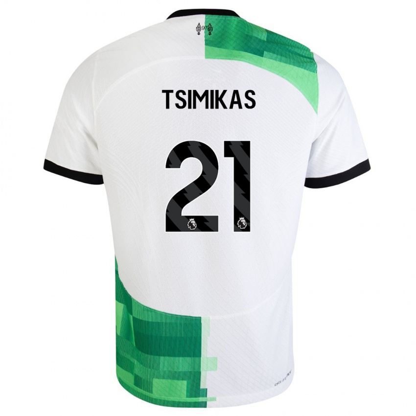 Niño Camiseta Konstantinos Tsimikas #21 Blanco Verde 2ª Equipación 2023/24 La Camisa México