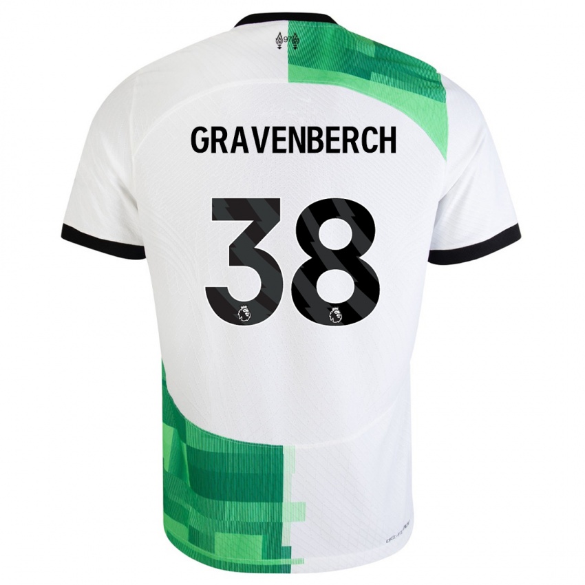 Niño Camiseta Ryan Gravenberch #38 Blanco Verde 2ª Equipación 2023/24 La Camisa México