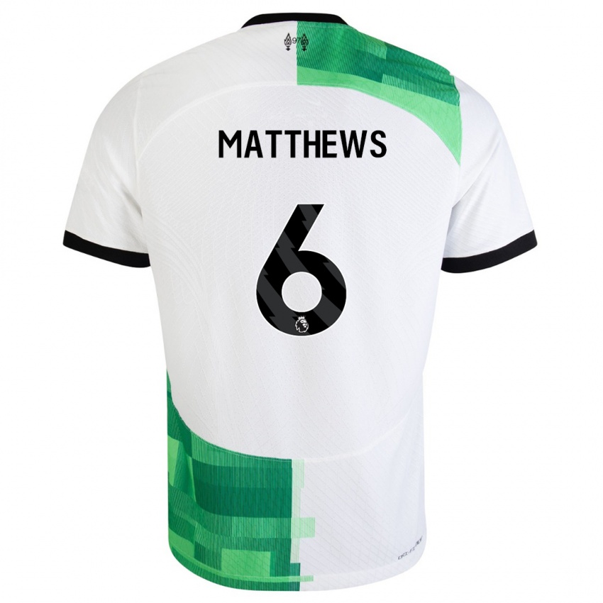 Niño Camiseta Jasmine Matthews #6 Blanco Verde 2ª Equipación 2023/24 La Camisa México