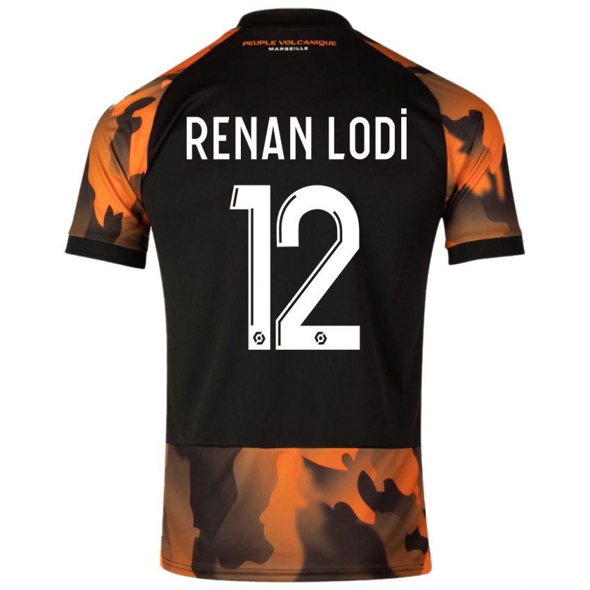Niño Camiseta Renan Lodi #12 Negro Naranja Equipación Tercera 2023/24 La Camisa México