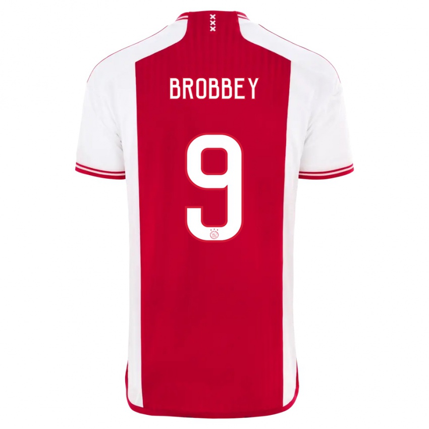 Hombre Camiseta Brian Brobbey #9 Rojo Blanco 1ª Equipación 2023/24 La Camisa México