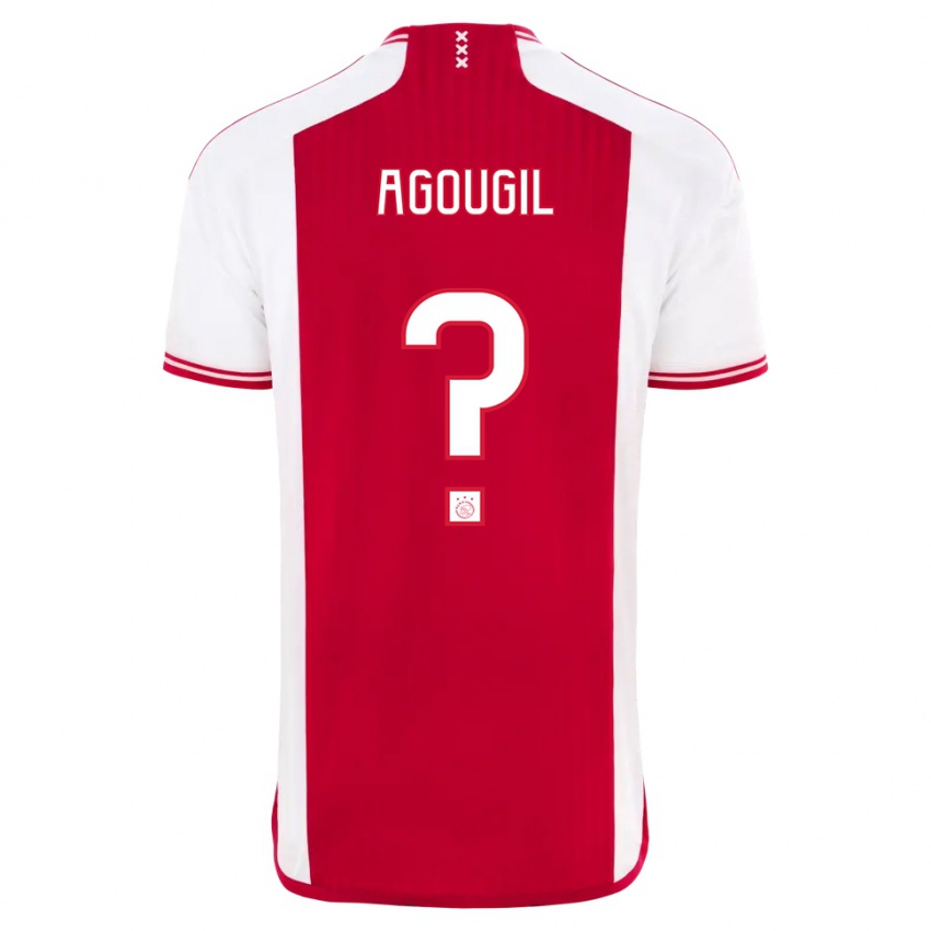 Hombre Camiseta Oualid Agougil #0 Rojo Blanco 1ª Equipación 2023/24 La Camisa México
