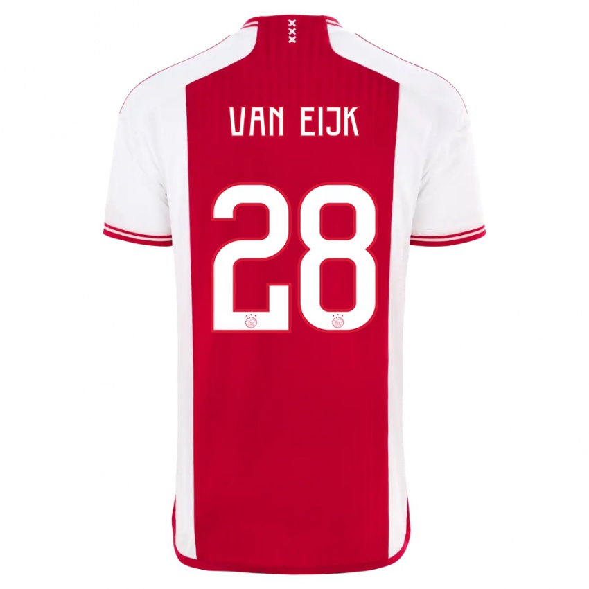 Hombre Camiseta Regina Van Eijk #28 Rojo Blanco 1ª Equipación 2023/24 La Camisa México