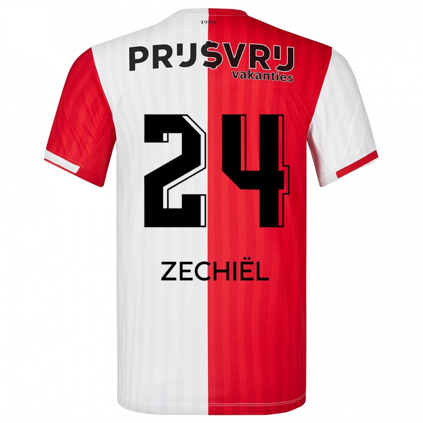 Hombre Camiseta Gjivai Zechiel #24 Rojo Blanco 1ª Equipación 2023/24 La Camisa México