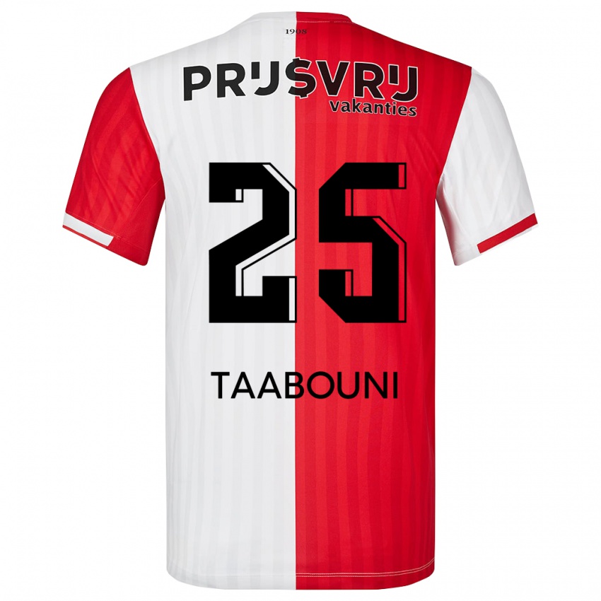 Hombre Camiseta Mohamed Taabouni #25 Rojo Blanco 1ª Equipación 2023/24 La Camisa México
