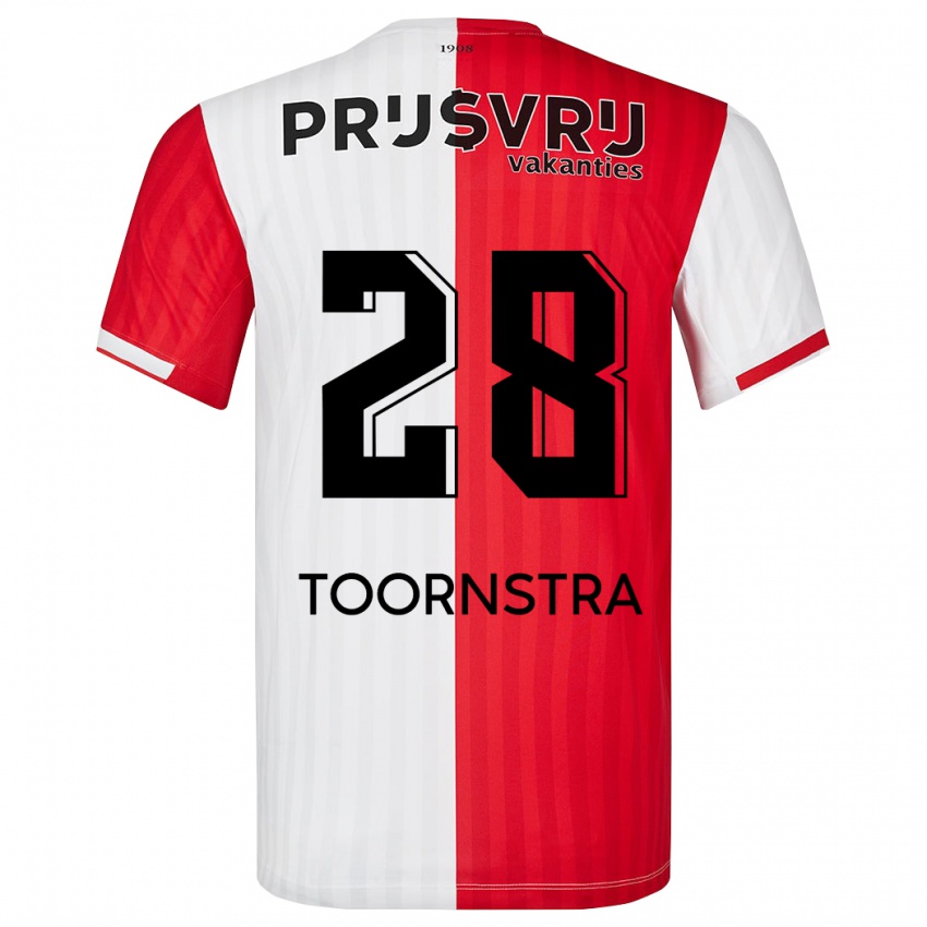 Hombre Camiseta Jens Toornstra #28 Rojo Blanco 1ª Equipación 2023/24 La Camisa México