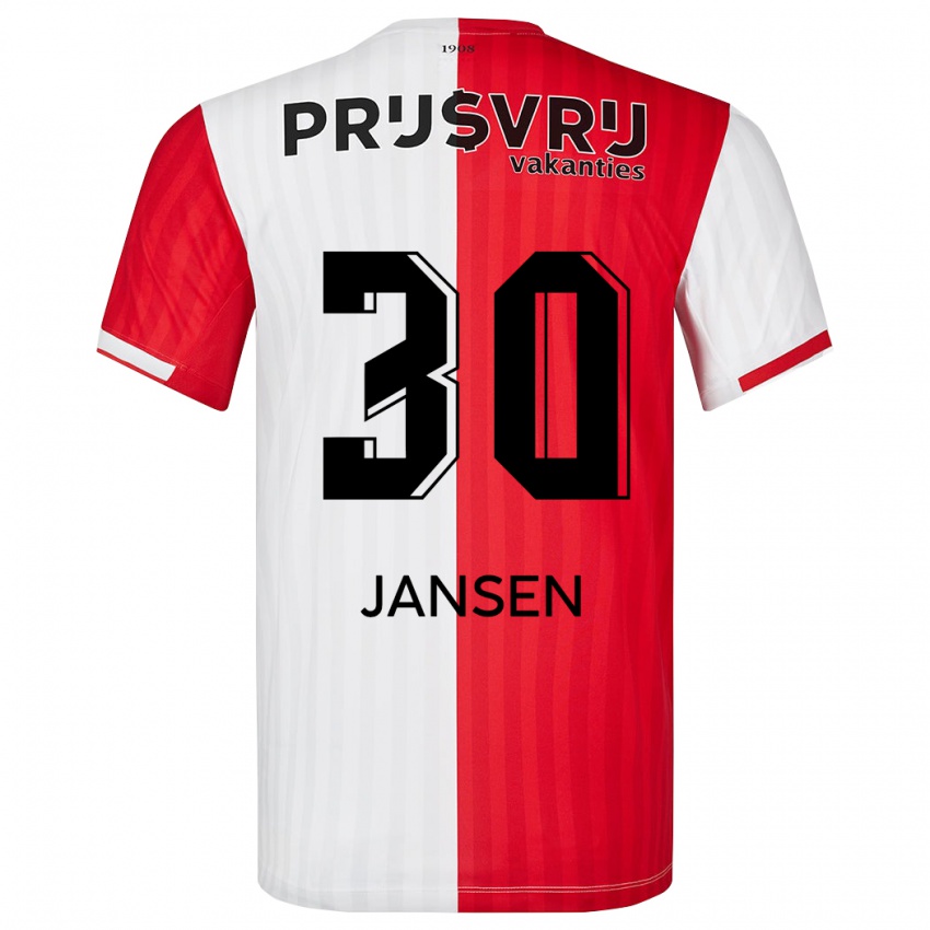 Hombre Camiseta Thijs Jansen #30 Rojo Blanco 1ª Equipación 2023/24 La Camisa México