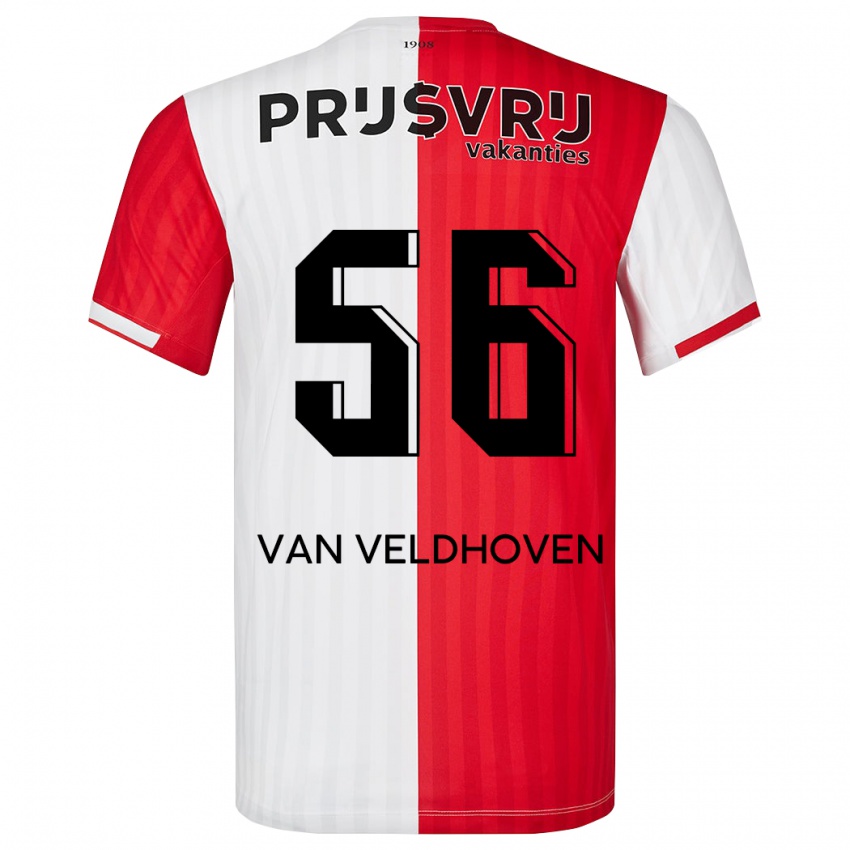 Hombre Camiseta Kars Van Veldhoven #56 Rojo Blanco 1ª Equipación 2023/24 La Camisa México