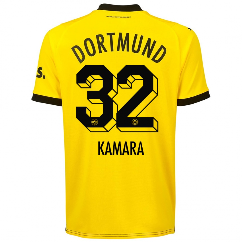 Hombre Camiseta Abdoulaye Kamara #32 Amarillo 1ª Equipación 2023/24 La Camisa México