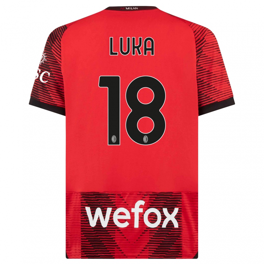 Hombre Camiseta Luka Romero #18 Negro Rojo 1ª Equipación 2023/24 La Camisa México