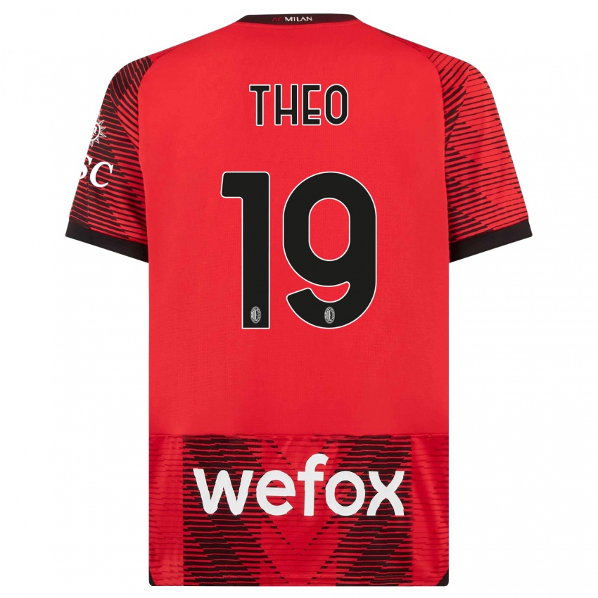 Hombre Camiseta Theo Hernandez #19 Negro Rojo 1ª Equipación 2023/24 La Camisa México