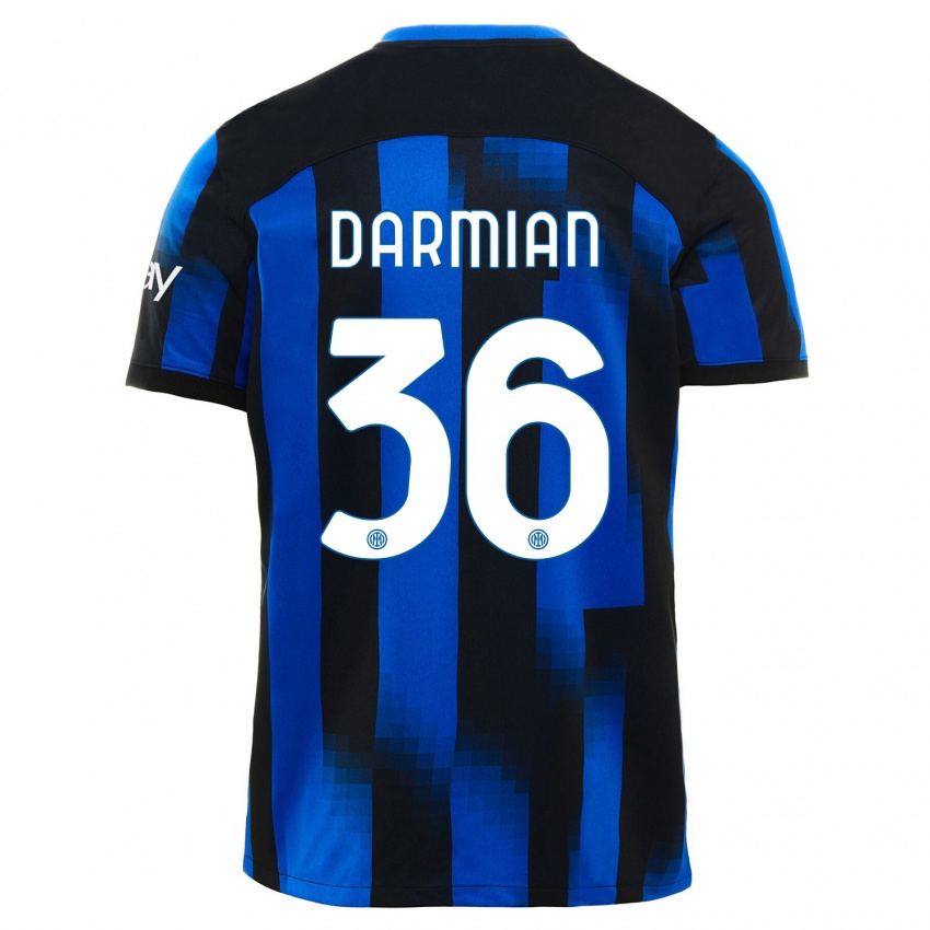 Hombre Camiseta Matteo Darmian #36 Azul Negro 1ª Equipación 2023/24 La Camisa México