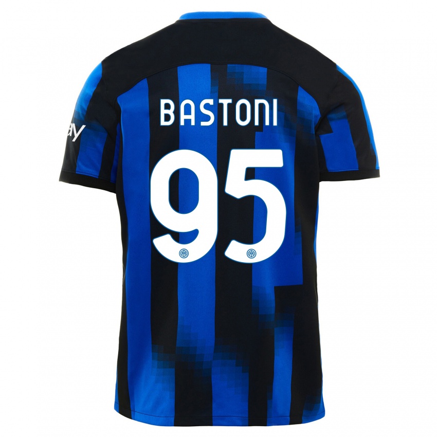 Hombre Camiseta Alessandro Bastoni #95 Azul Negro 1ª Equipación 2023/24 La Camisa México