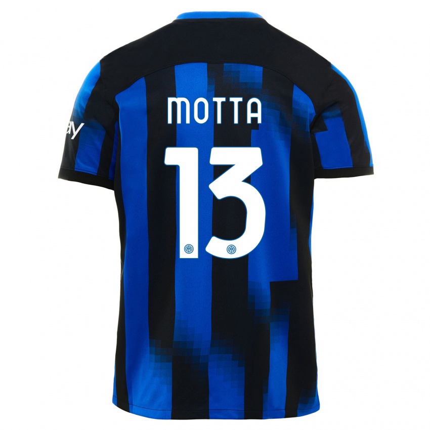 Hombre Camiseta Matteo Motta #13 Azul Negro 1ª Equipación 2023/24 La Camisa México