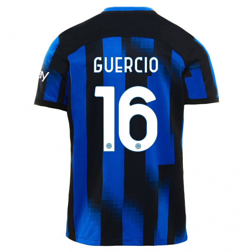 Hombre Camiseta Tommaso Guercio #16 Azul Negro 1ª Equipación 2023/24 La Camisa México