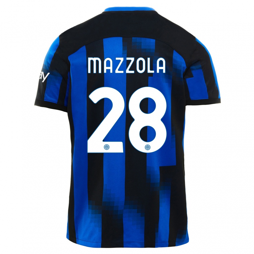 Hombre Camiseta Giuseppe Mazzola #28 Azul Negro 1ª Equipación 2023/24 La Camisa México
