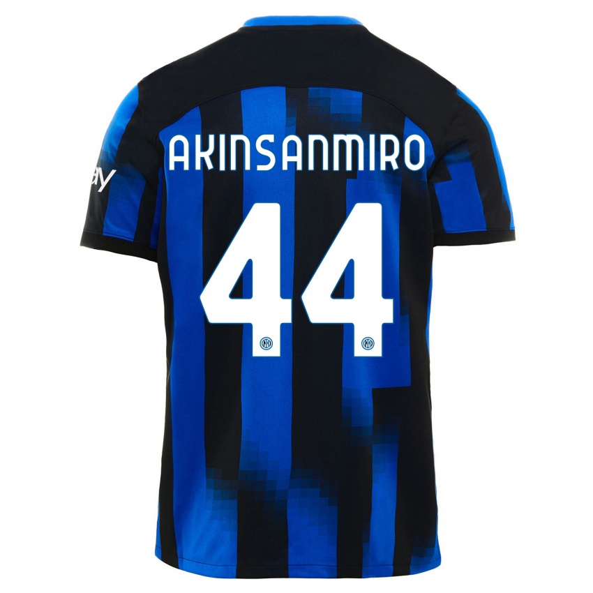 Hombre Camiseta Ebenezer Akinsanmiro #44 Azul Negro 1ª Equipación 2023/24 La Camisa México