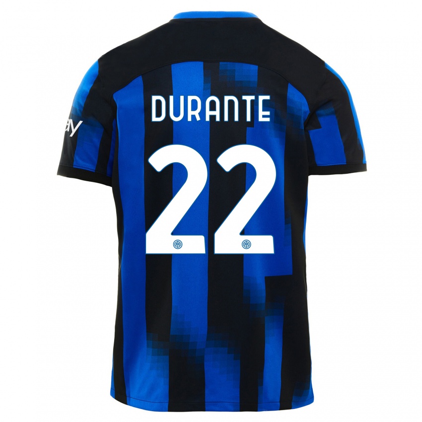Hombre Camiseta Francesca Durante #22 Azul Negro 1ª Equipación 2023/24 La Camisa México