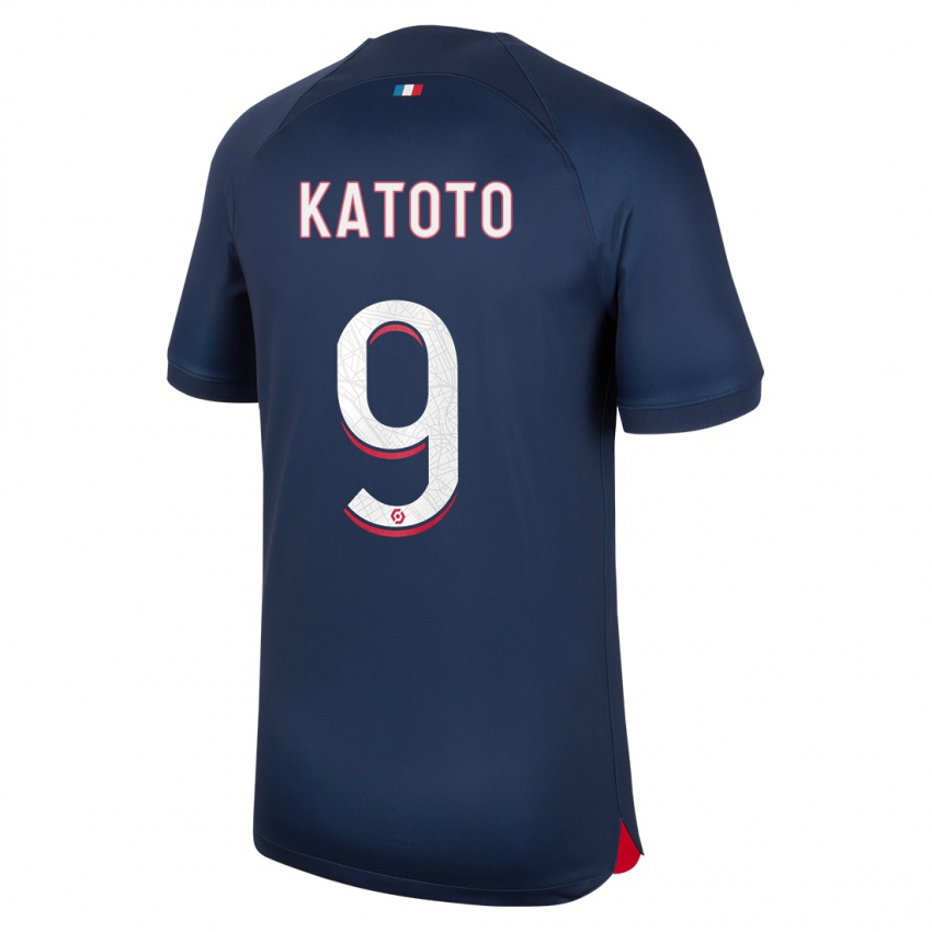 Hombre Camiseta Marie-Antoinette Katoto #9 Azul Rojo 1ª Equipación 2023/24 La Camisa México