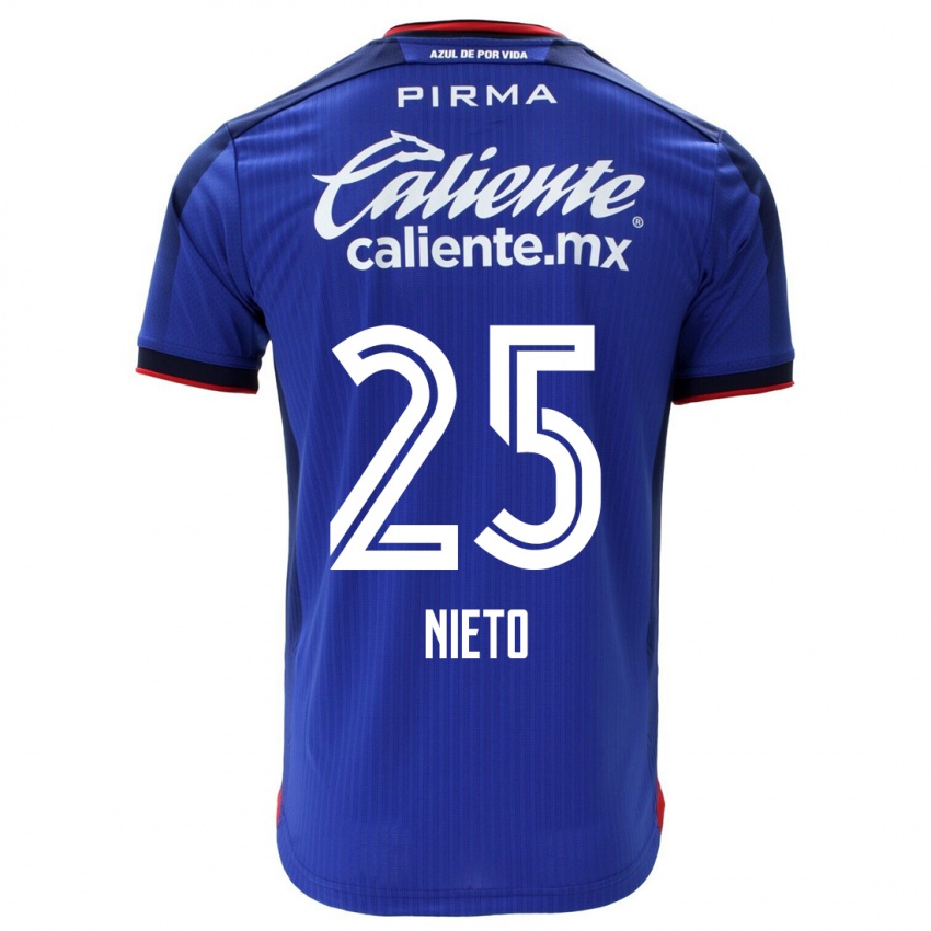 Hombre Camiseta Natsidieli Nieto #25 Azul 1ª Equipación 2023/24 La Camisa México
