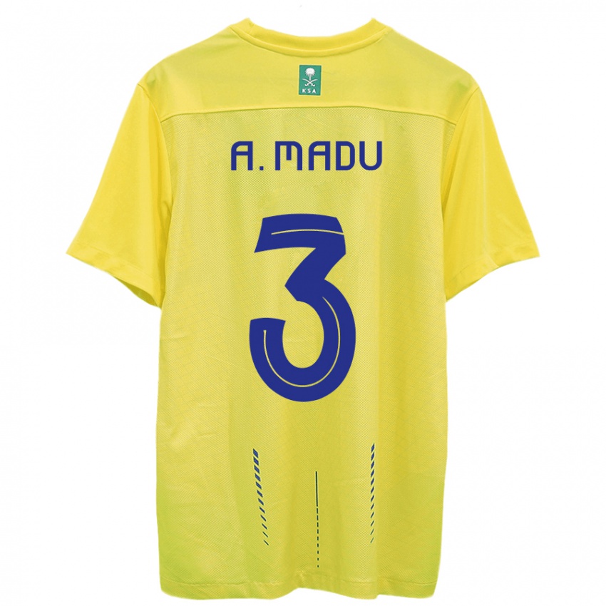 Hombre Camiseta Abdullah Madu #3 Amarillo 1ª Equipación 2023/24 La Camisa México