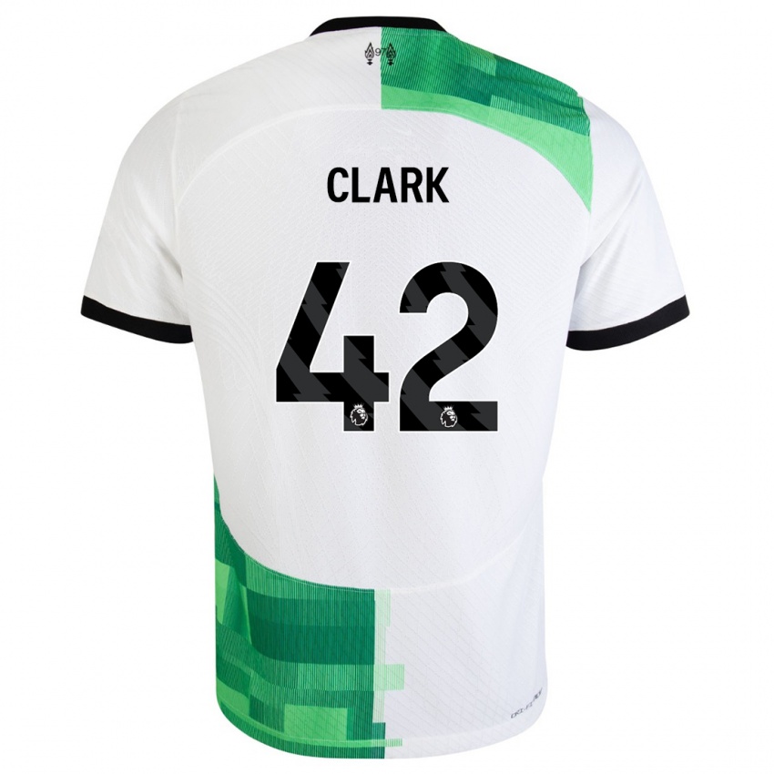 Hombre Camiseta Bobby Clark #42 Blanco Verde 2ª Equipación 2023/24 La Camisa México
