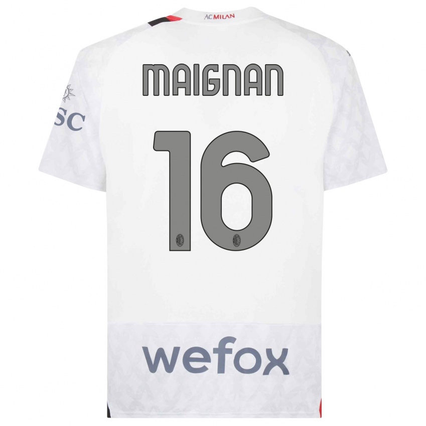 Hombre Camiseta Mike Maignan #16 Blanco 2ª Equipación 2023/24 La Camisa México