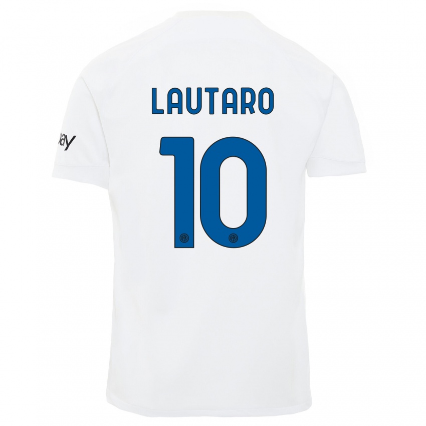 Hombre Camiseta Lautaro Martinez #10 Blanco 2ª Equipación 2023/24 La Camisa México