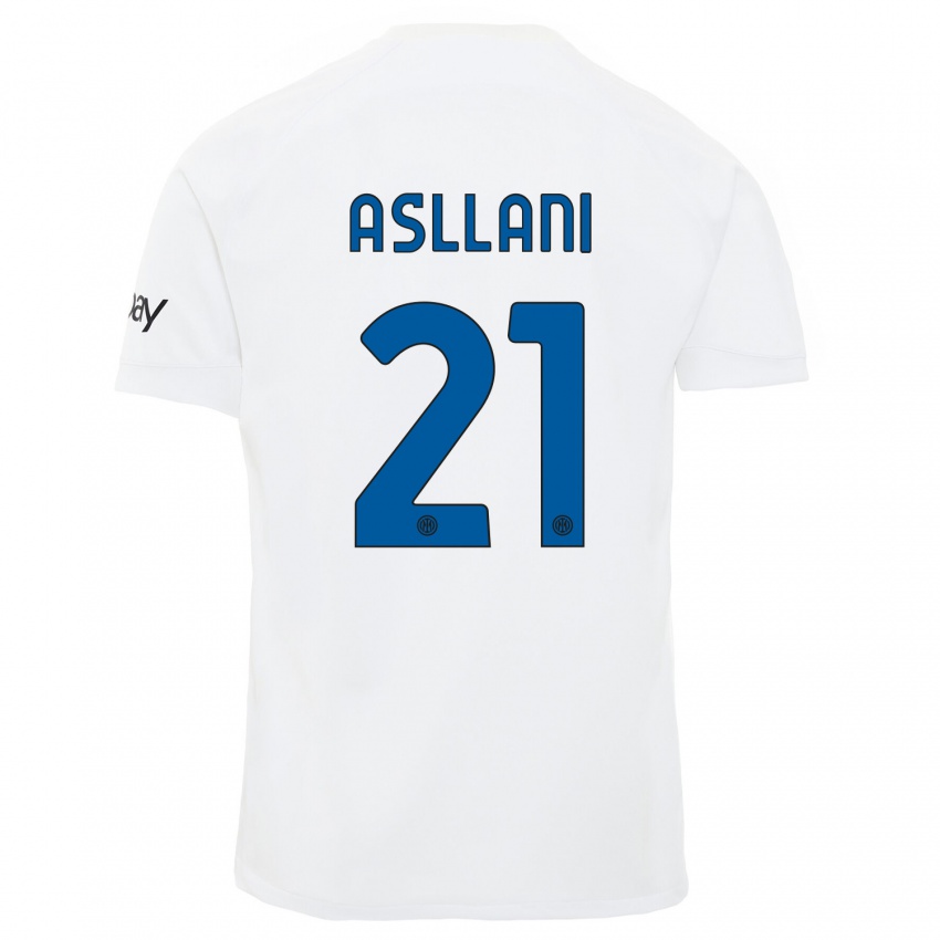 Hombre Camiseta Kristjan Asllani #21 Blanco 2ª Equipación 2023/24 La Camisa México