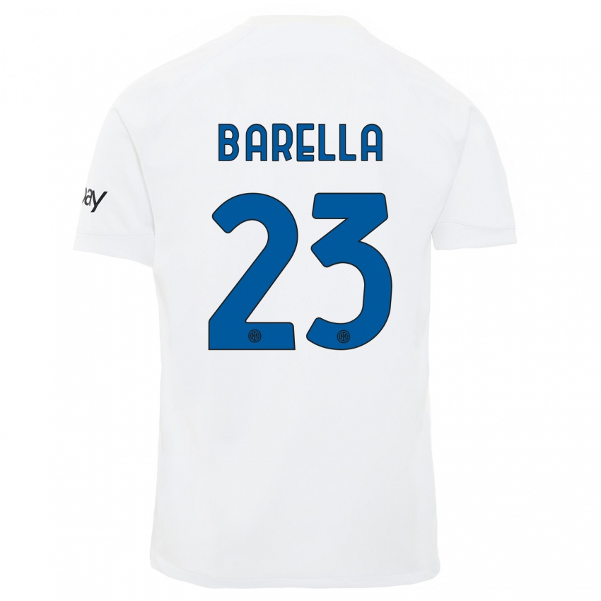 Hombre Camiseta Nicolo Barella #23 Blanco 2ª Equipación 2023/24 La Camisa México