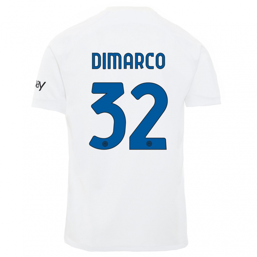Hombre Camiseta Federico Dimarco #32 Blanco 2ª Equipación 2023/24 La Camisa México