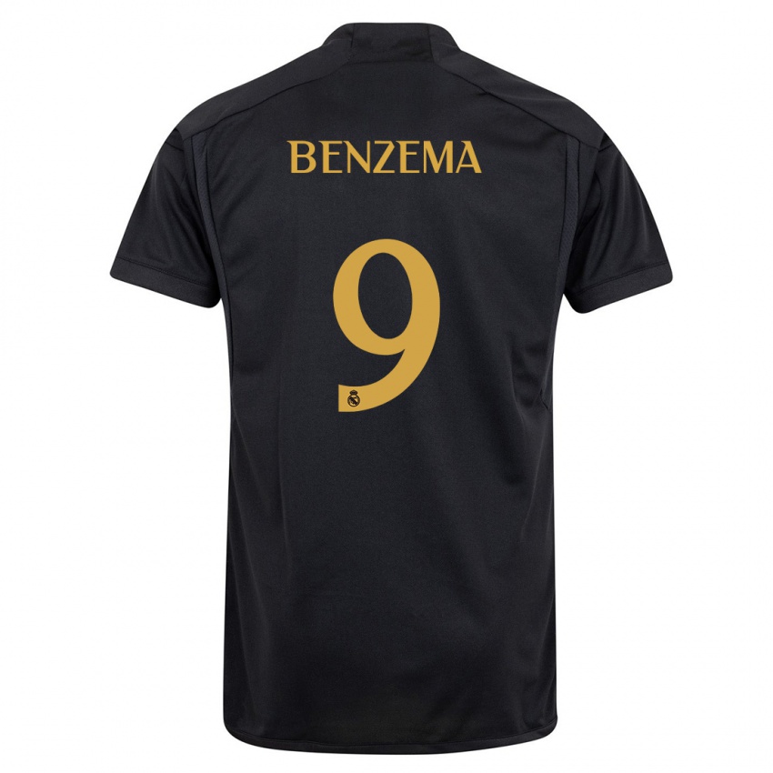 Hombre Camiseta Karim Benzema #9 Negro Equipación Tercera 2023/24 La Camisa México