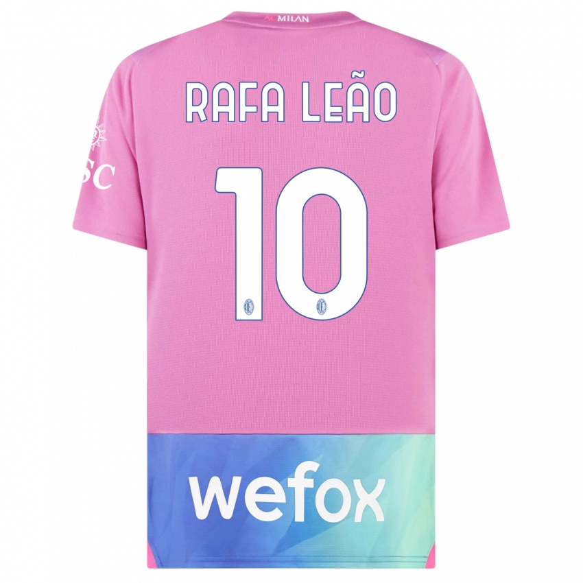 Hombre Camiseta Rafael Leao #10 Rosado Morado Equipación Tercera 2023/24 La Camisa México